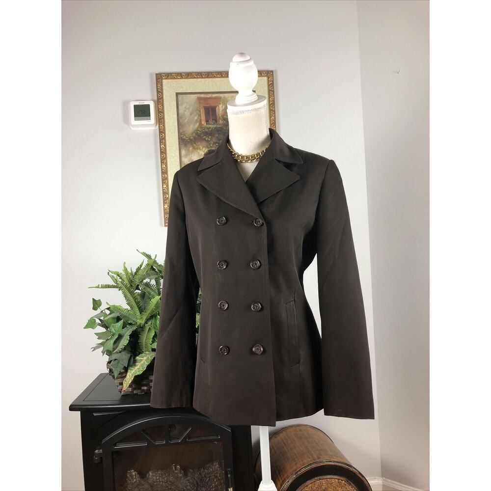Banana Republic Women Jacket Brown 100% Wool Long Sleeve Collared Lined Pocket